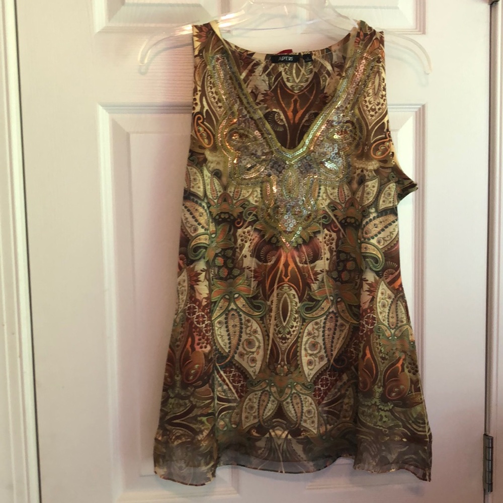 Paisley tank with sequin detail